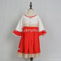 High quality half-sleeve gold lace hand embroidery dress